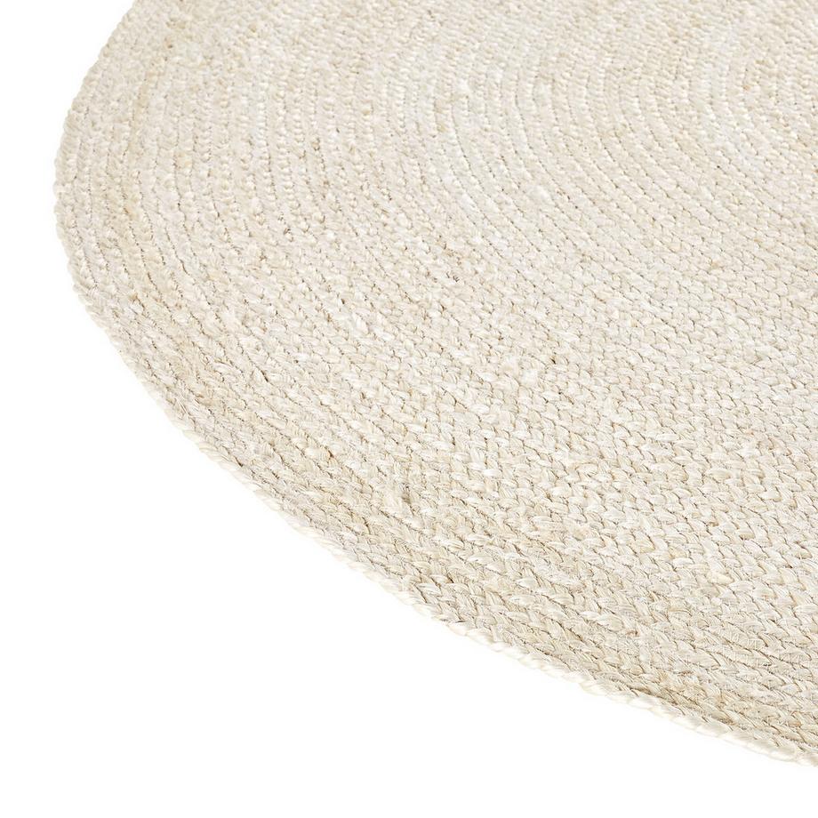 Tapis rond en jute blanchi