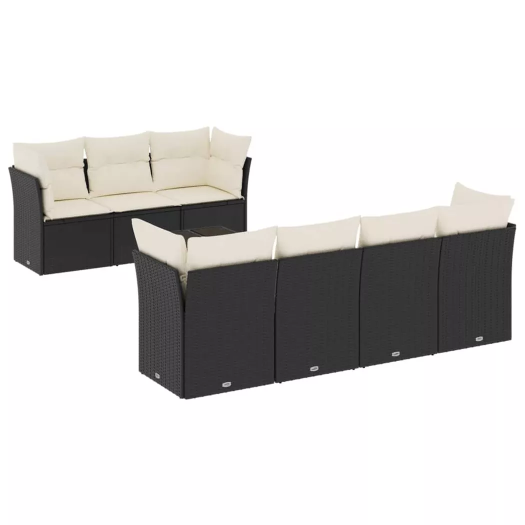 vidaXL Salon de jardin 8 pcs avec coussins noir résine tressée 3217276