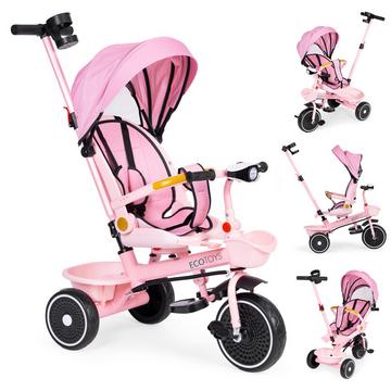 Passeggino triciclo 2 in 1, sedile girevole, cappottina pieghevole