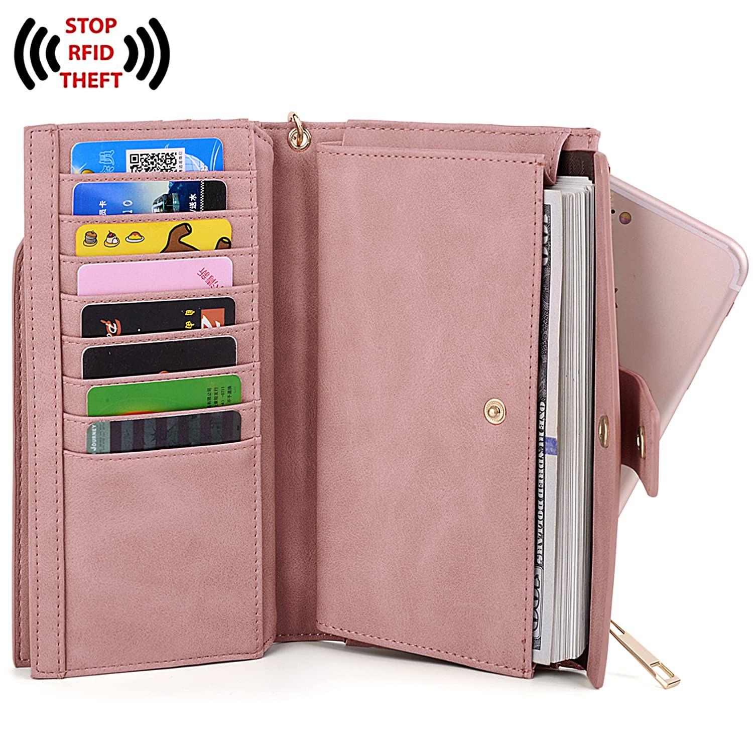 Only-bags.store  Brieftasche RFID-Blockierung Große Kapazität Vegan Leder Clutch Wallet 21 Card Slots Holder Organizer 