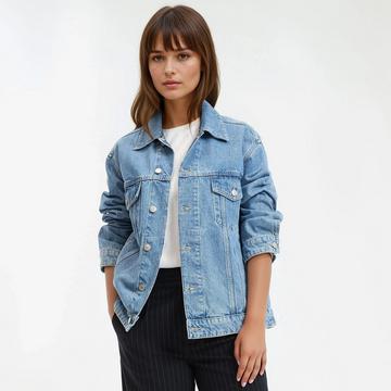 Oversize-Jeansjacke mit Knopfleiste