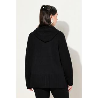 Ulla Popken Felpa con Cappuccio Lavorata a Maglia Oversize Maniche Lunghe con Tasca  