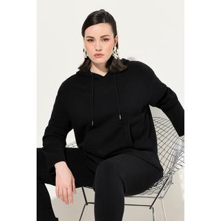 Ulla Popken Felpa con Cappuccio Lavorata a Maglia Oversize Maniche Lunghe con Tasca  