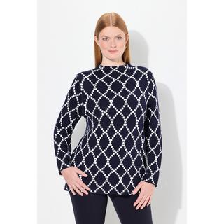 Ulla Popken  Maglione con jacquard, pallini, collo alto e maniche lunghe 