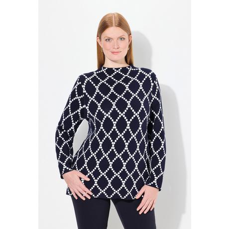 Ulla Popken  Maglione con jacquard, pallini, collo alto e maniche lunghe 