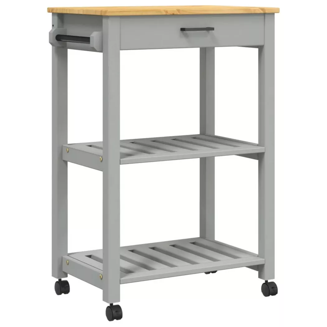 VidaXL - Chariot de cuisine bois de pin, One Size, Gris