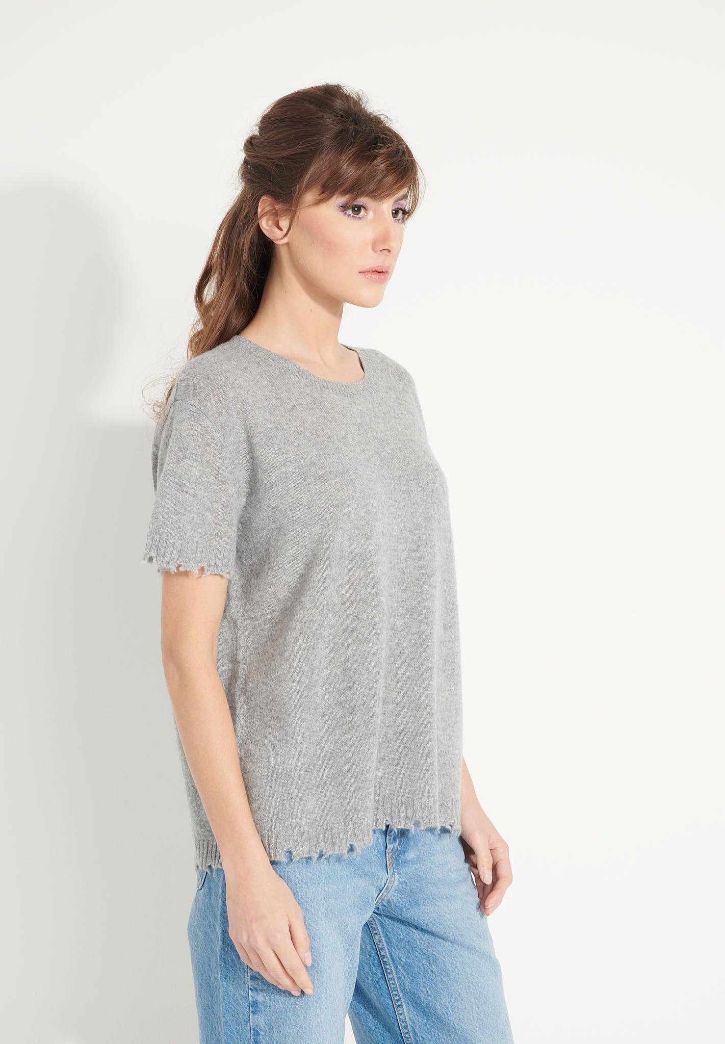 Studio Cashmere8  AVA 6 T-Shirt Rundhalsausschnitt -100% Kaschmir déjaugé 