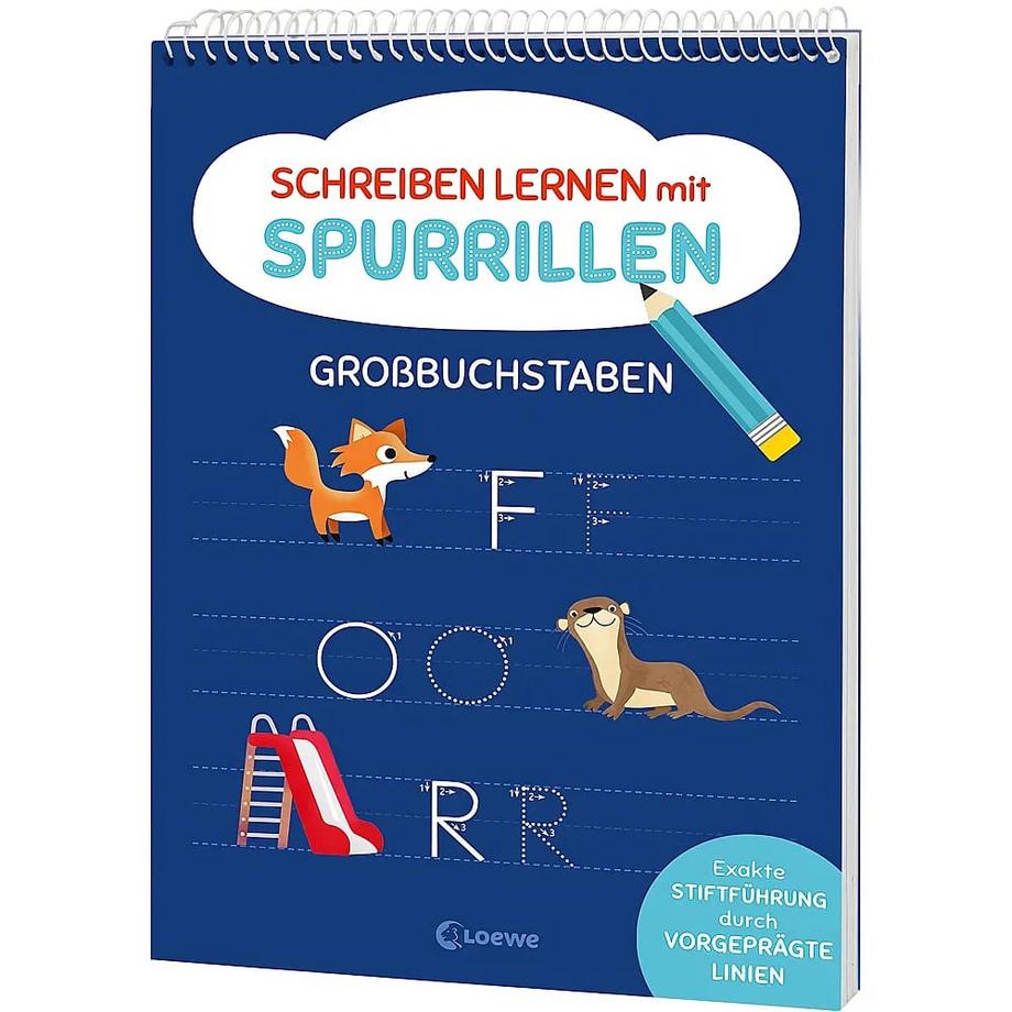 Schreiben lernen mit Spurrillen - Großbuchstaben Loewe Lernen und Rätseln (Hrsg.); Eisendle, Carmen (Illustrationen) Gebundene Ausgabe 