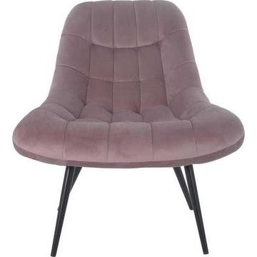 Fauteuil XXL velours rose pieds métal noir