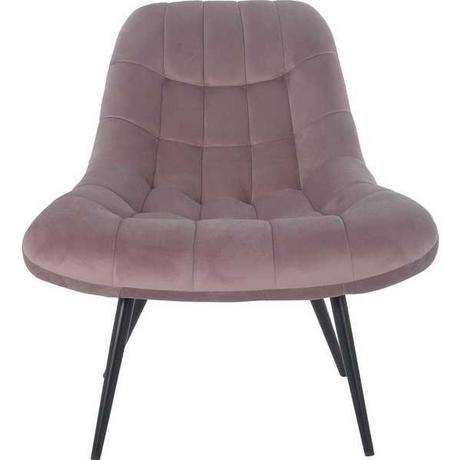 mutoni Fauteuil XXL velours rose pieds métal noir  