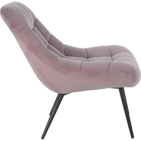 mutoni Fauteuil XXL velours rose pieds métal noir  