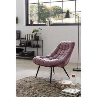 mutoni Fauteuil XXL velours rose pieds métal noir  