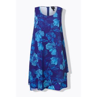 Ulla Popken Abito Doppio Strato Svasato Floreale Senza Maniche Girocollo  