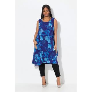 Ulla Popken Abito Doppio Strato Svasato Floreale Senza Maniche Girocollo  