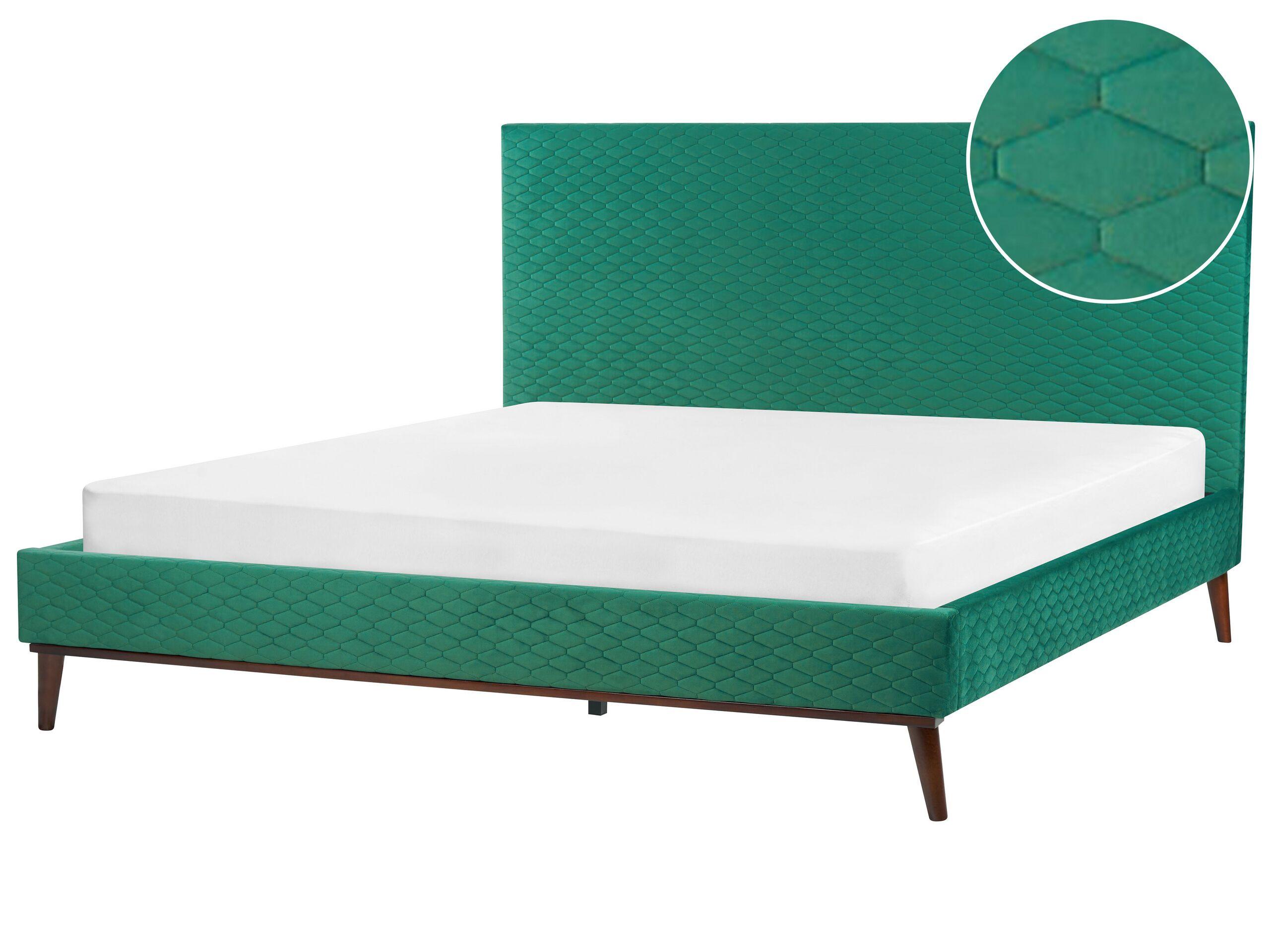 Beliani Bett mit Lattenrost aus Samtstoff Retro BAYONNE  