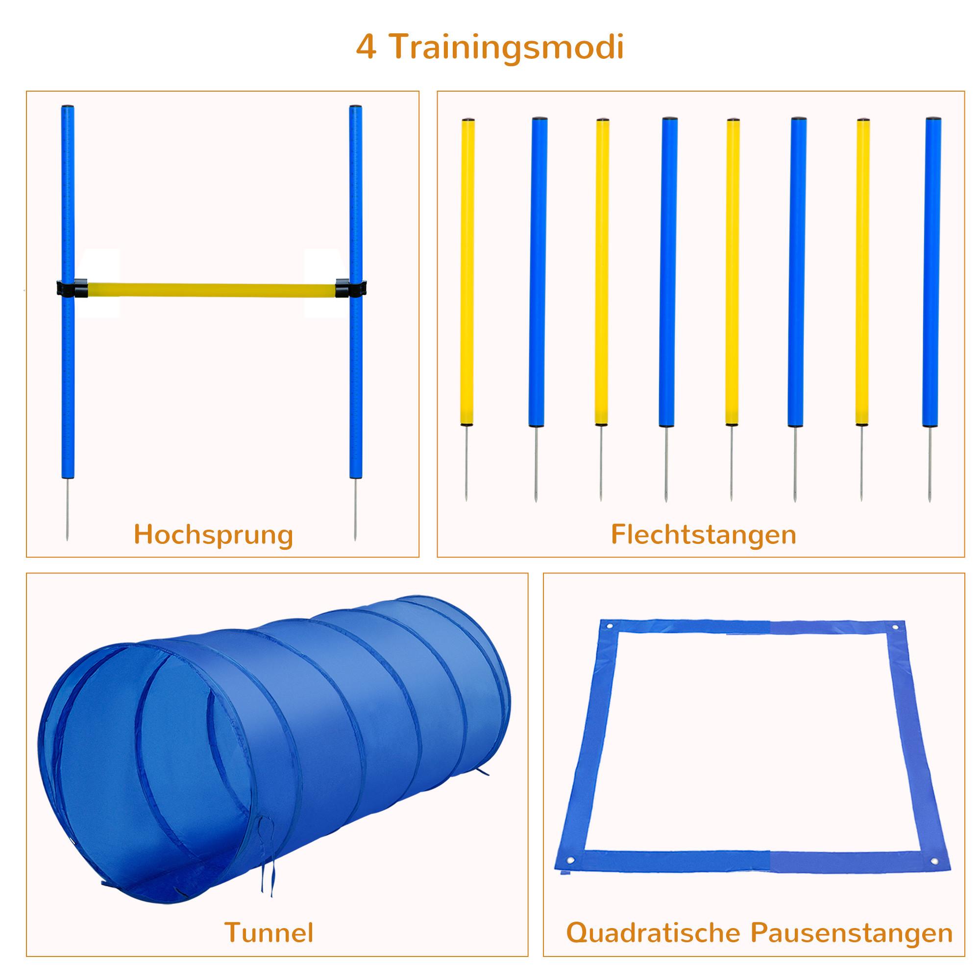 Northio – Ensemble D'Exercices D'Agilité, Tunnel De Haie De Slalom, Zone D'Entraînement Sportif Pour Chien, Pe + Polyester Bleu + Jaune  