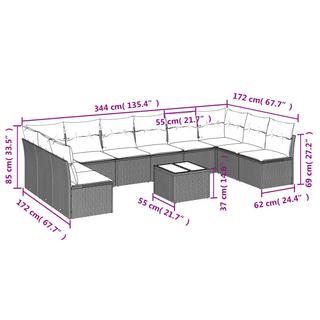 VidaXL Ensemble de canapés de jardin rotin synthétique  