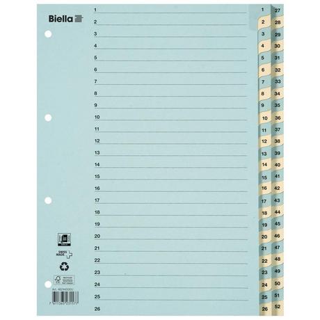 Biella  Répertoire en carton onglets renforcés, 1-52 - x 5 