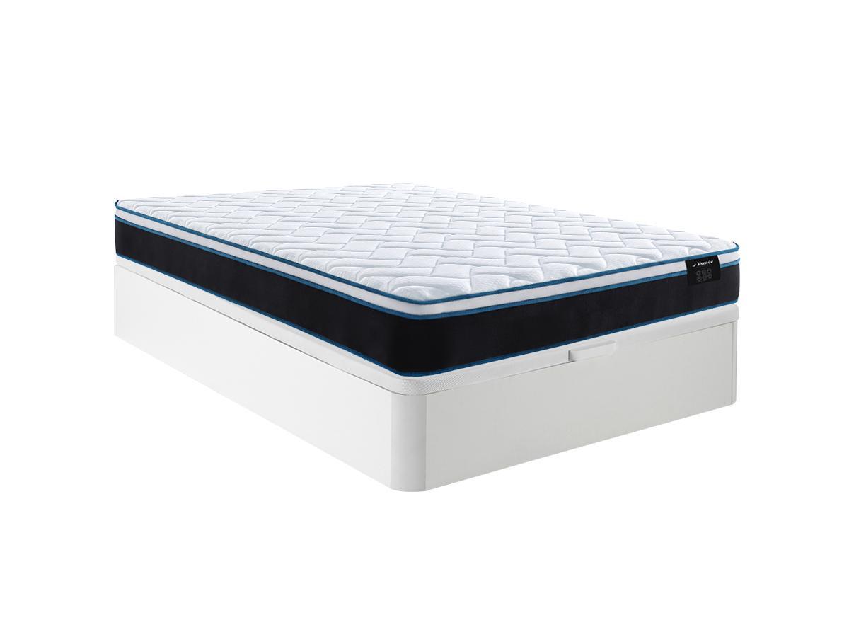 Ysmée Ensemble 160 x 200 cm sommier coffre blanc + matelas ressorts ensachés et mémoire de forme rafraichissante ép.23cm - TORANO de YSMÉE  