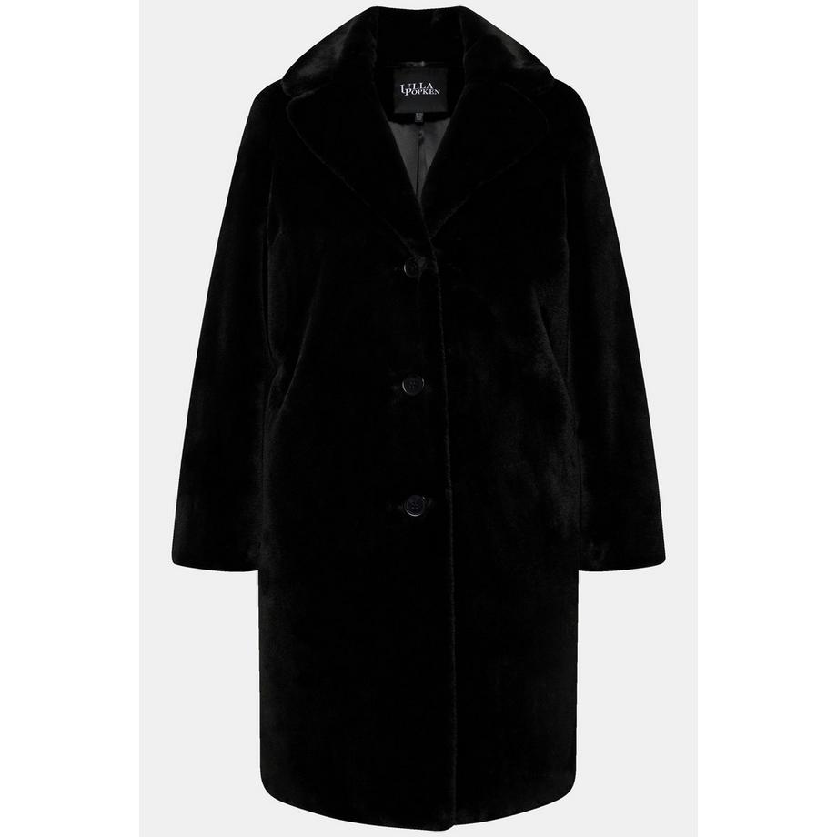 Ulla Popken Webpelz-Mantel Reverskragen  
