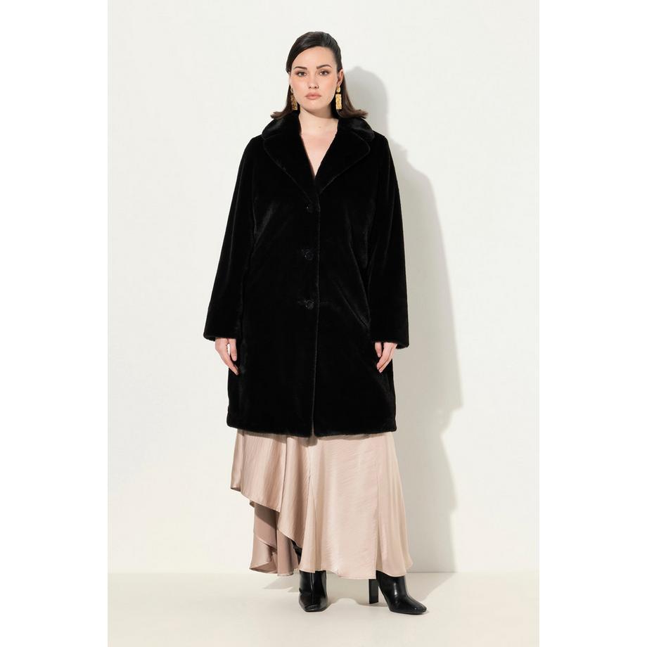 Ulla Popken Webpelz-Mantel Reverskragen  