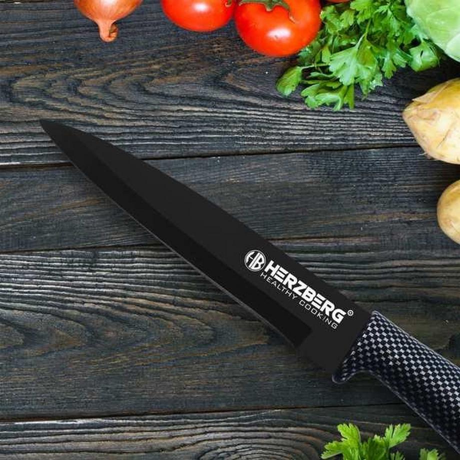 Northio Ensemble de couteaux avec support rotatif, 8 pièces - Carbone  