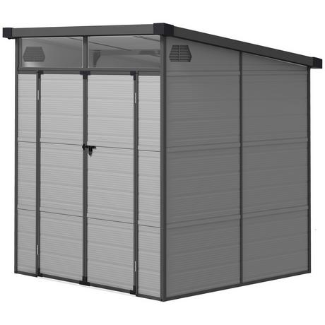 Northio Abri à outils en plastique 3,24 m³ 190 x 191 x 215 cm avec toit en appentis, porte verrouillable, abri de jardin résistant aux intempéries, armoire d'abri de jardin extérieur pour arrière-cour, espace extérieur, gris clair Aosom  