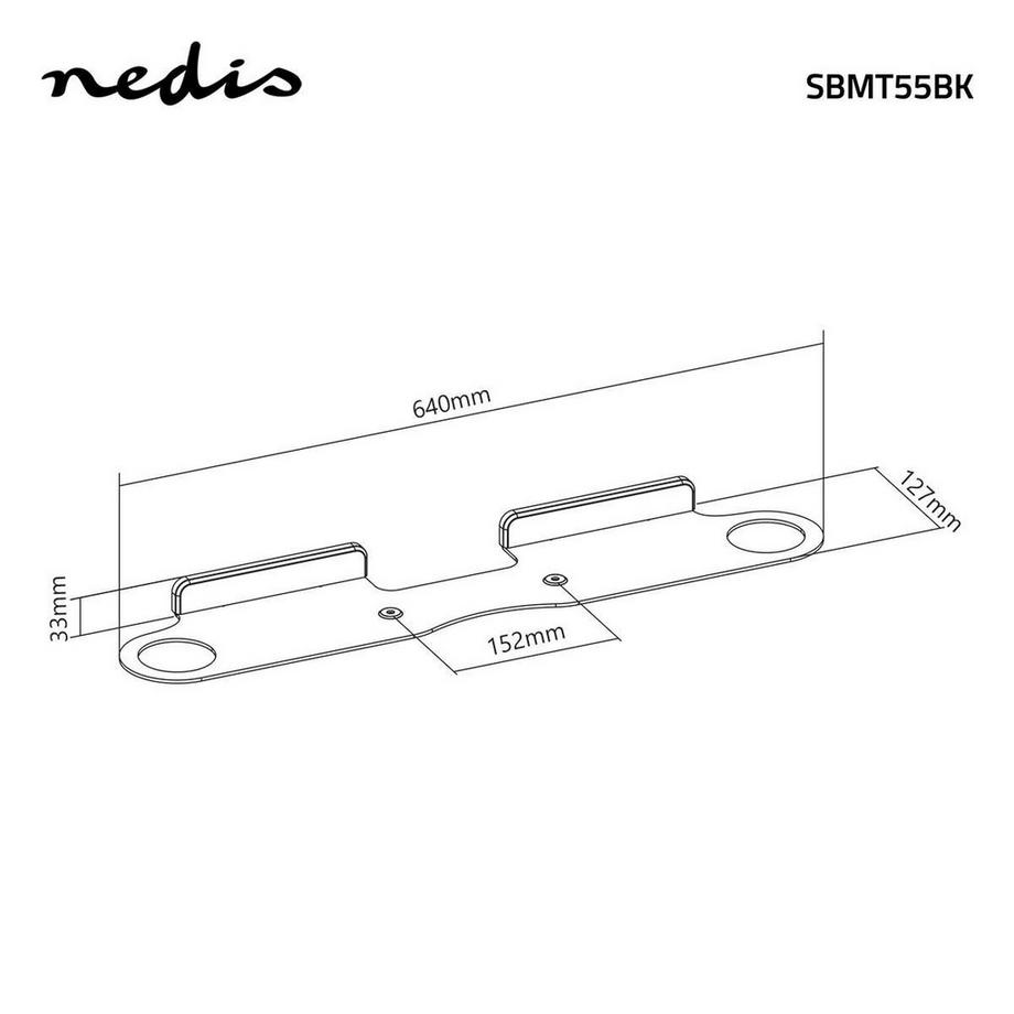 Nedis  Support pour barre de son | Compatible avec : Sonos® Beam™ | Murale | 5kg | Fixe | ABS / Acier | Noir 