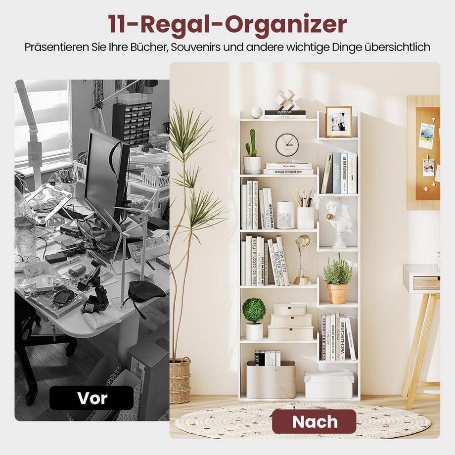 Northix 6-stöckiges Bücherregal mit 11 Regalböden  