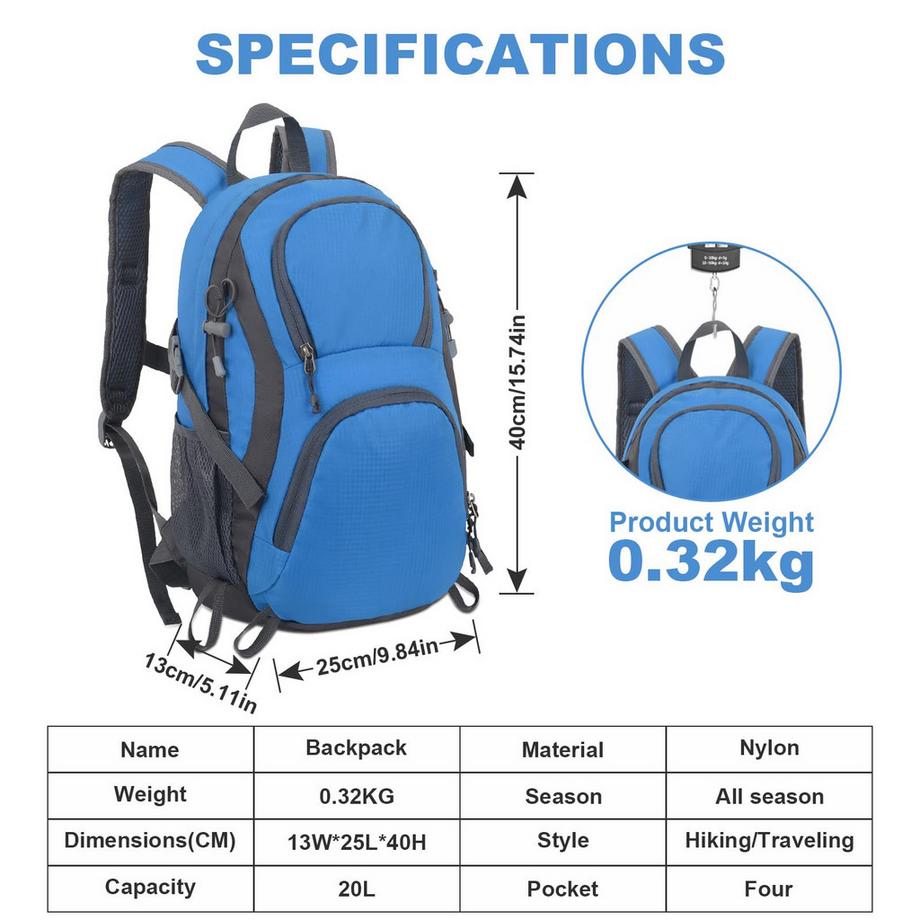 Only-bags.store Wasserdichter Trekkingrucksack 20L  
