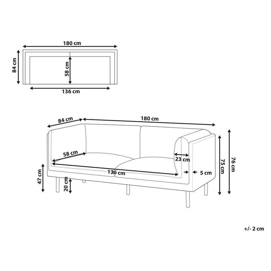 Beliani Canapé 2 places en Tissu Moderne VORGOD  
