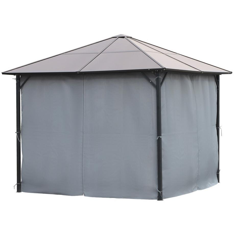 Northio Tenda Da Giardino Pavilion 3 X 3 M Con Pannelli Laterali, Tetto In Pc, Alluminio Grigio Scuro  