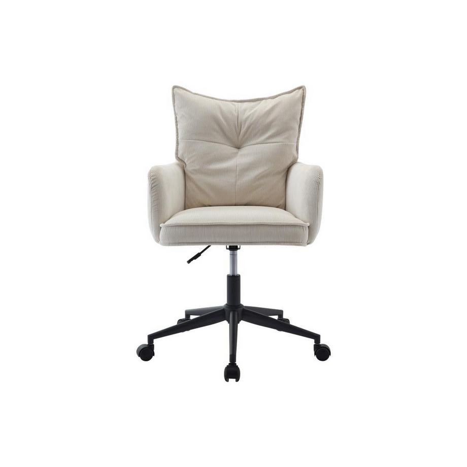 Vente-unique Chaise de bureau - Velours côtelé - Crème et noir - Hauteur réglable - BATARU de Pascal Morabito  