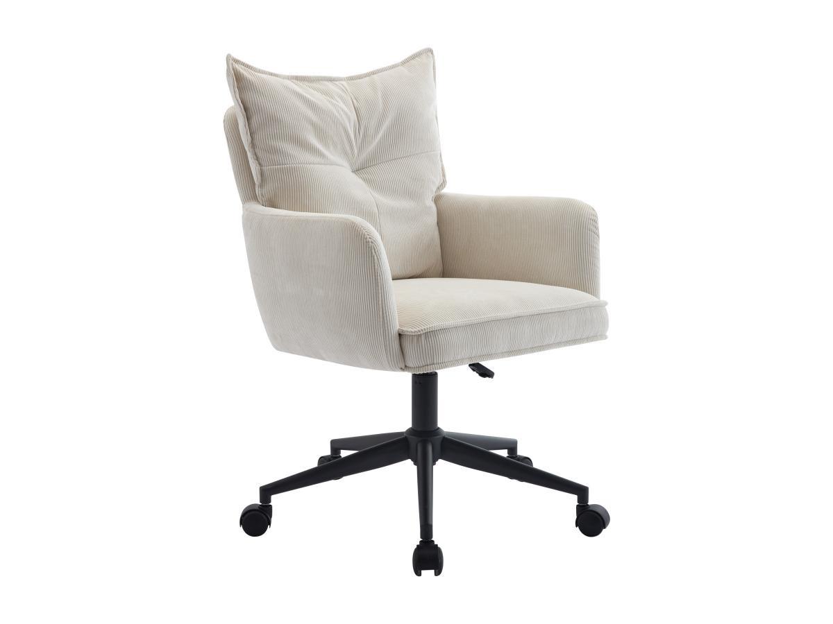 PASCAL MORABITO Bürostuhl höhenverstellbar - Cord - Cremefarben & Schwarz - BATARU von Pascal Morabito  