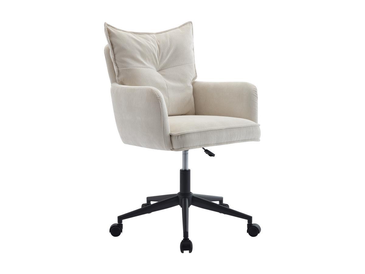 PASCAL MORABITO Bürostuhl höhenverstellbar - Cord - Cremefarben & Schwarz - BATARU von Pascal Morabito  