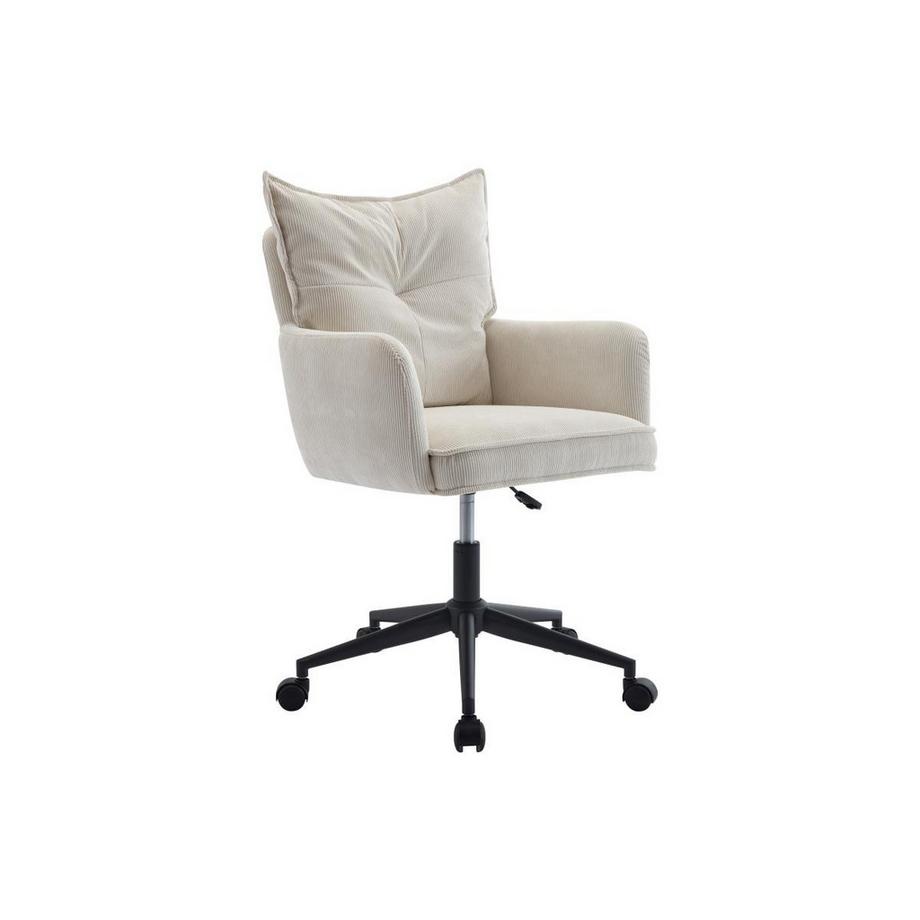 Vente-unique Chaise de bureau - Velours côtelé - Crème et noir - Hauteur réglable - BATARU de Pascal Morabito  