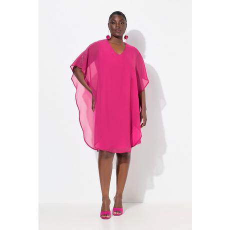 Ulla Popken  Robe en mousseline, multicouche, col V, manches 3/4 