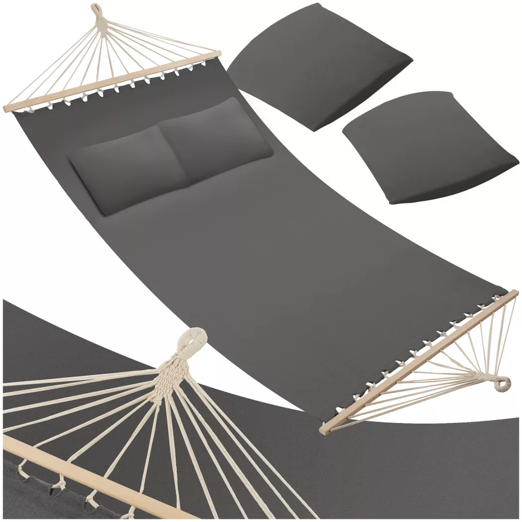 tectake® Hängematte, mit Spreitzstäben, für 2 Personen, Belastbarkeit 240 kg, 230 x 145 cm