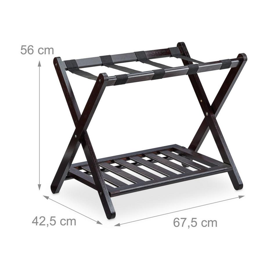 Northix Portapacchi pieghevole in noce; supporto per accessori da viaggio in legno marrone  