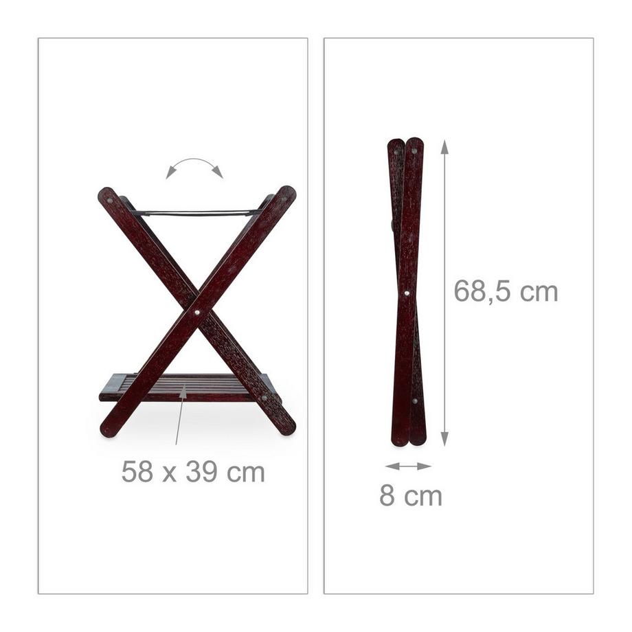 Northix Portapacchi pieghevole in noce; supporto per accessori da viaggio in legno marrone  