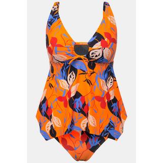 Ulla Popken  Tankini con foglie, coppe morbide, spalline regolabili e materiale riciclato 