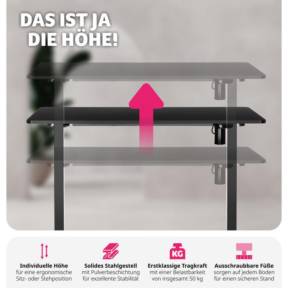 Tectake Elektrisch hohenverstellbarer Schreibtisch Skadi  