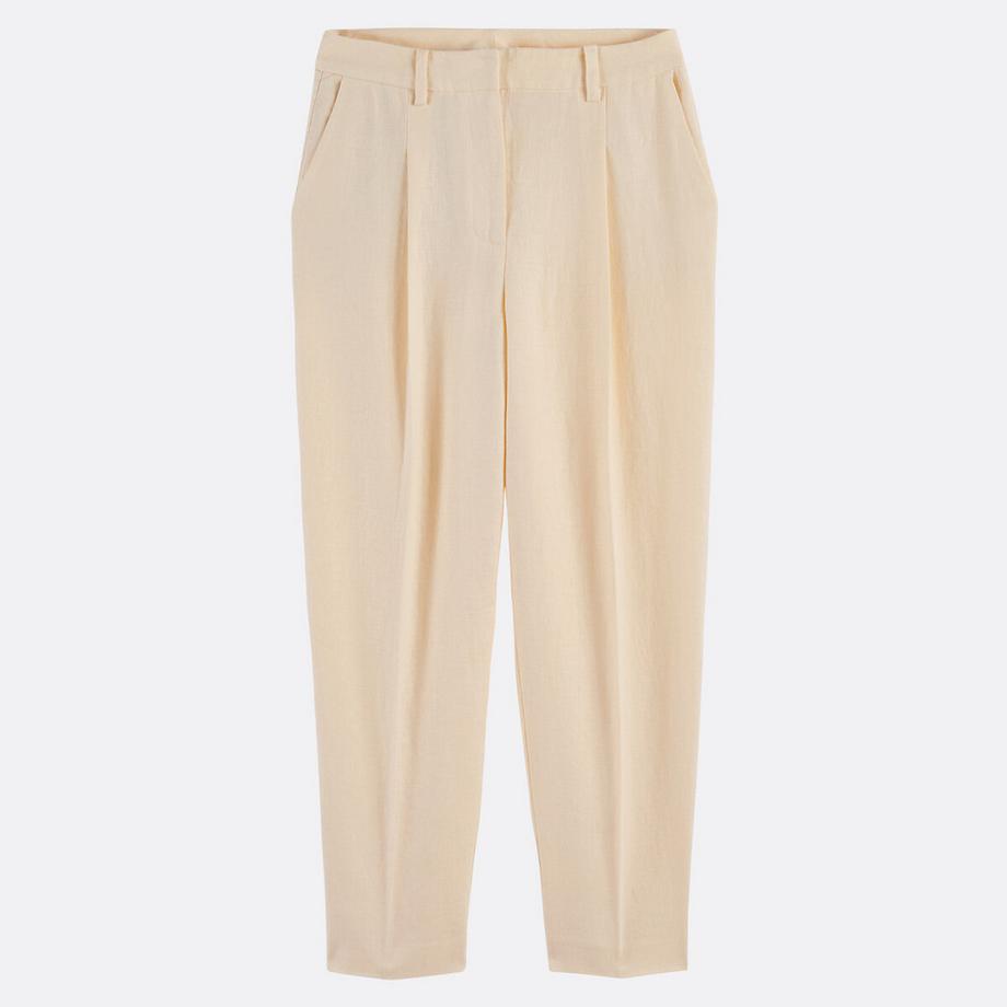 La Redoute Collections Pantalon Cigarette en Lin à Pinces  