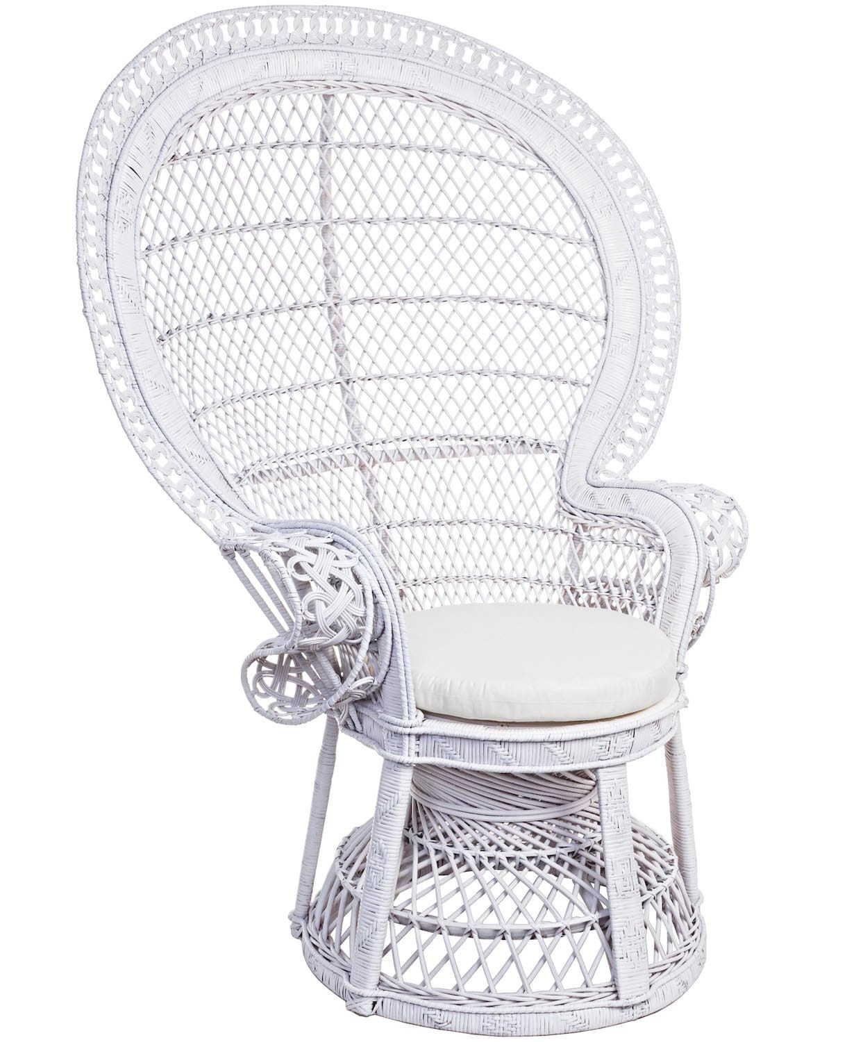 mutoni Fauteuil de jardin avec coussin Pavone blanc  