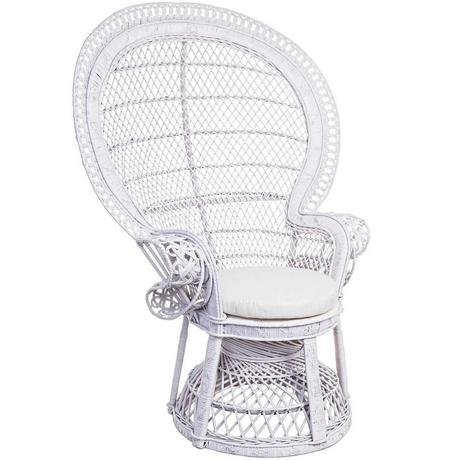 mutoni Fauteuil de jardin avec coussin Pavone blanc  