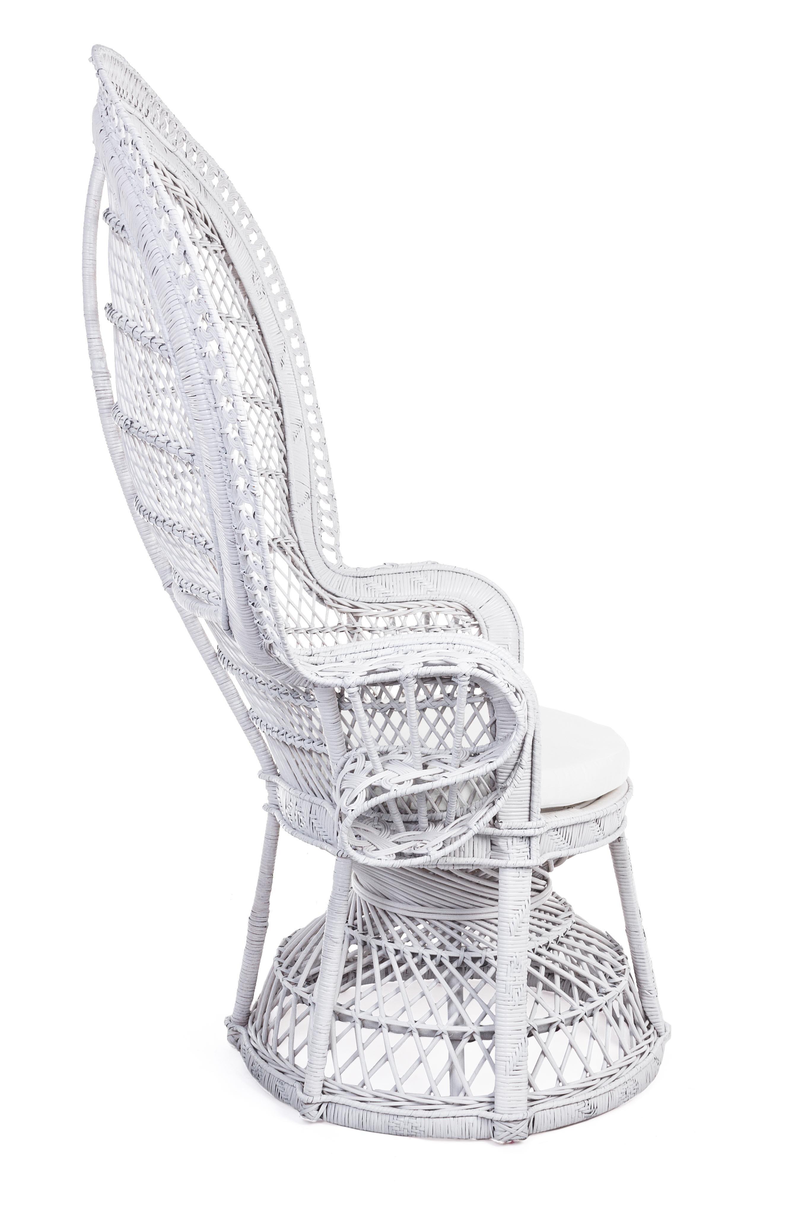 mutoni Fauteuil de jardin avec coussin Pavone blanc  