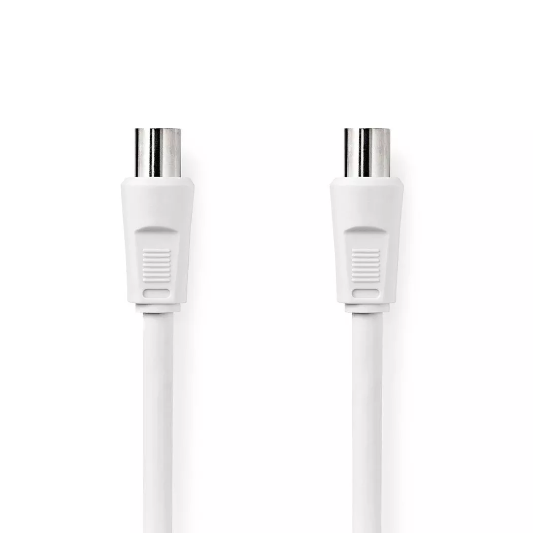 Nedis – Koaxialkabel | IEC (Koax) Stecker Buchse Vernickelt 90 dB 75 Ohm Doppelt geschirmt 3,00 m Rund PVC Weiß Etikett, One Size