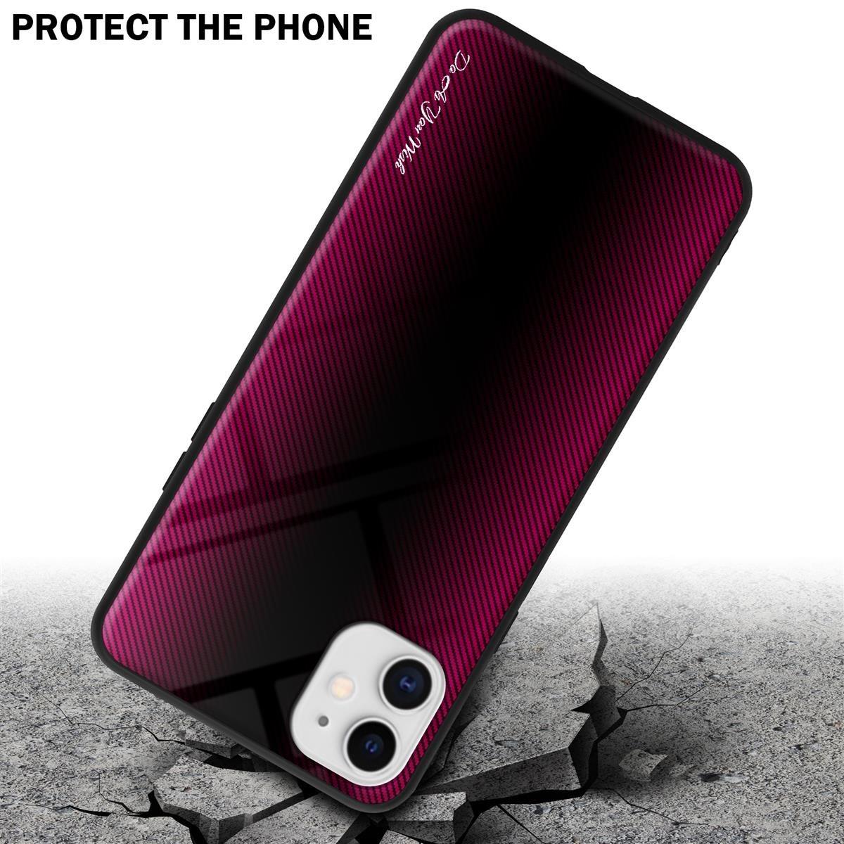 Cadorabo  Housse compatible avec Apple iPhone 11 - Aspect rayé - Coque de protection en silicone TPU et dos en verre trempé 