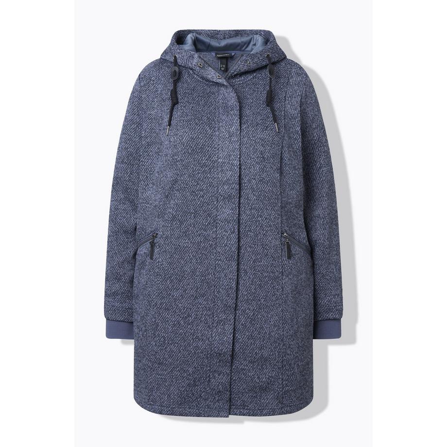 Ulla Popken Veste en maille polaire à capuche et fermeture éclair à double sens  