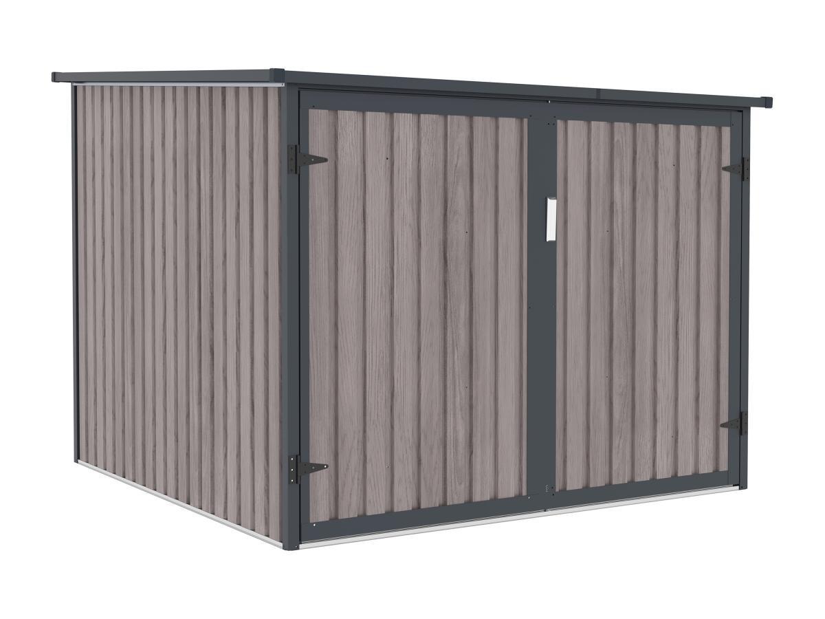 Vente-unique Abri à vélo métal en acier galvanisé effet bois 4 m² pour 4 vélos - NIKI  